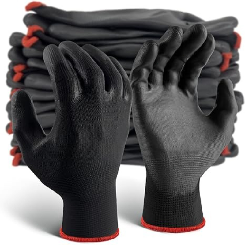 6/12/18PCS Black PU Coating Gl - Nitrile Mechanic Glove review and price